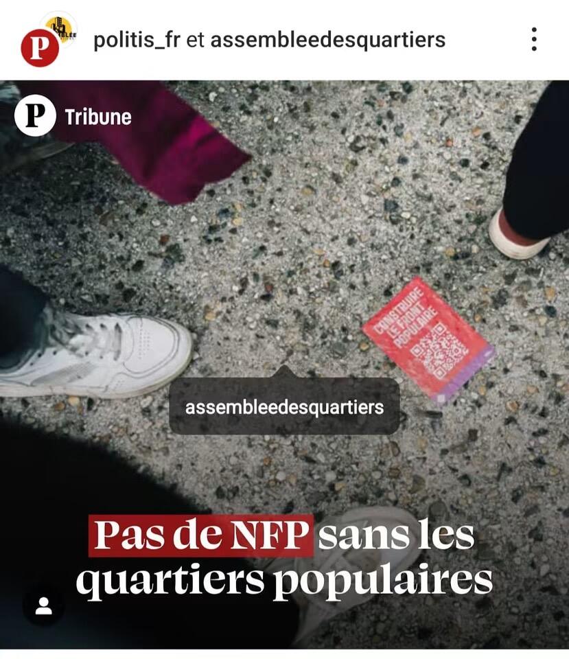 Tribune « Pas de NFP sans les quartiers populaires » dans Politis