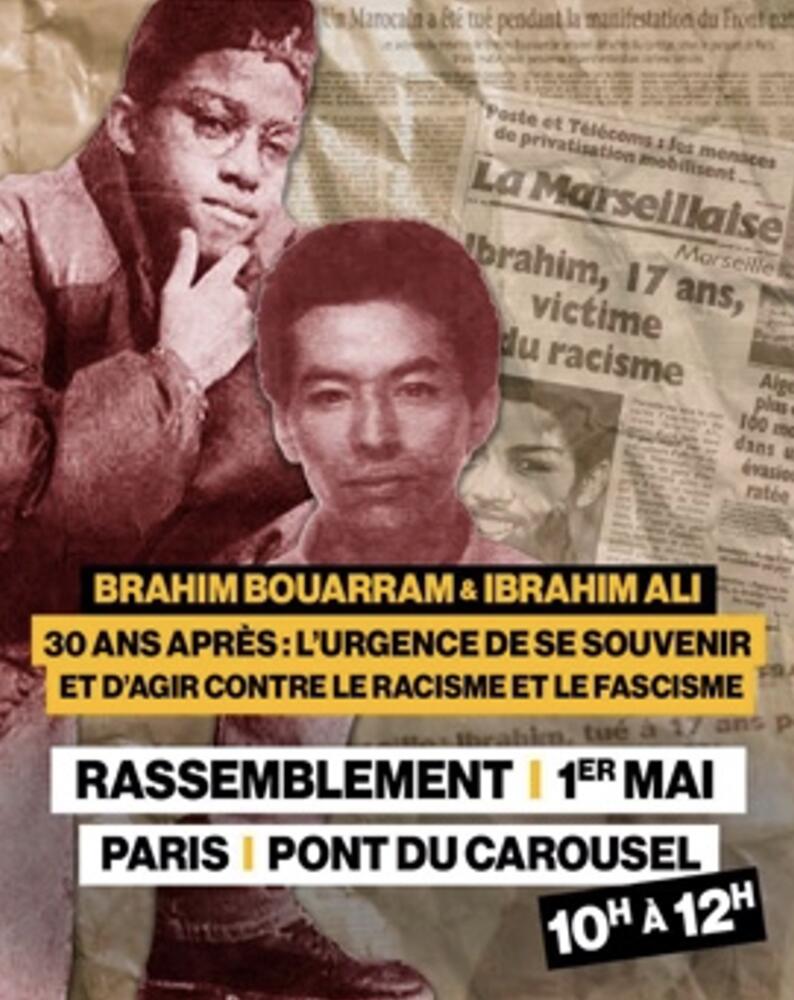 Affiche du rassemblement pour Brahim Bouarram et Ibrahim Ali